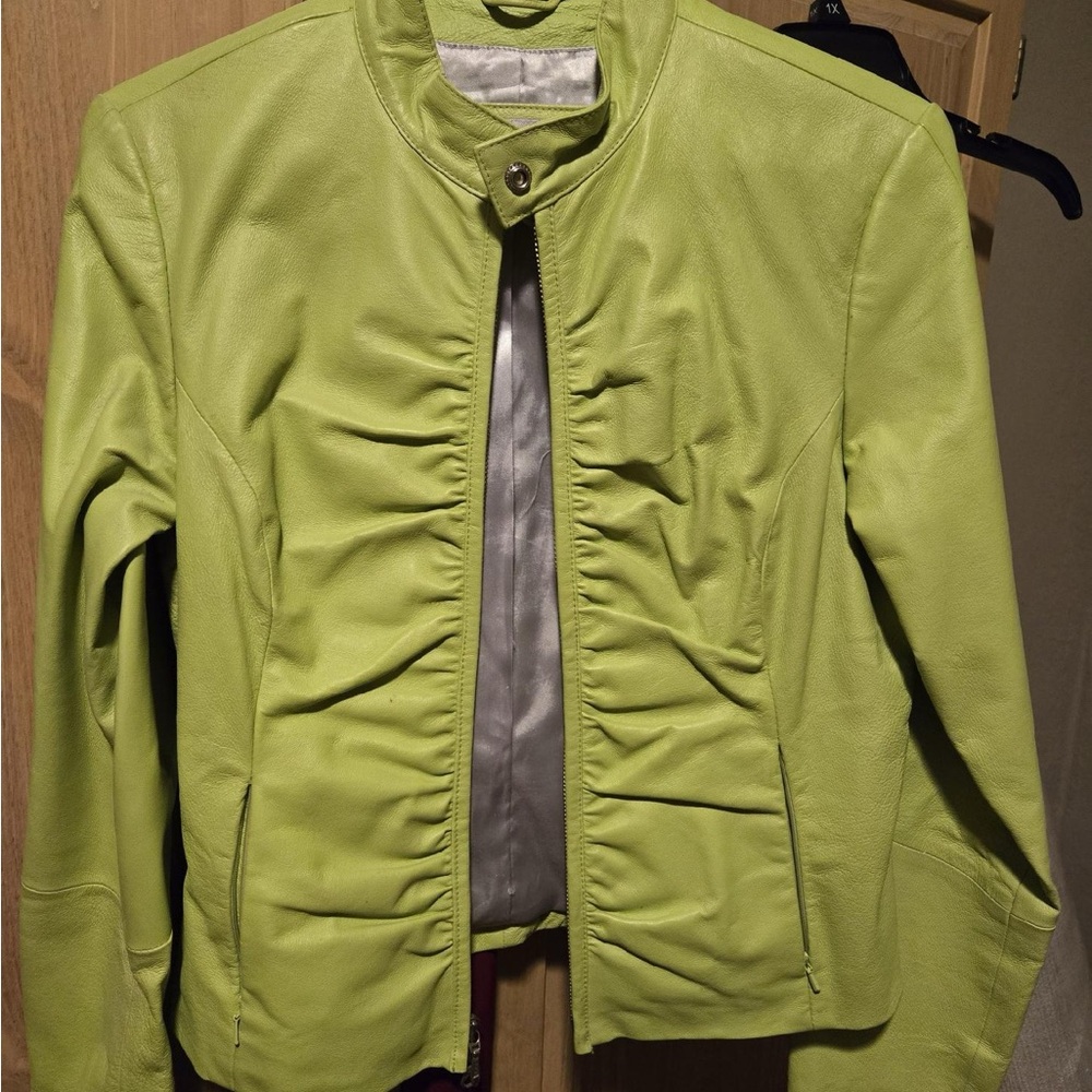 Wilsons Leather Green Fitted Leather Jacket